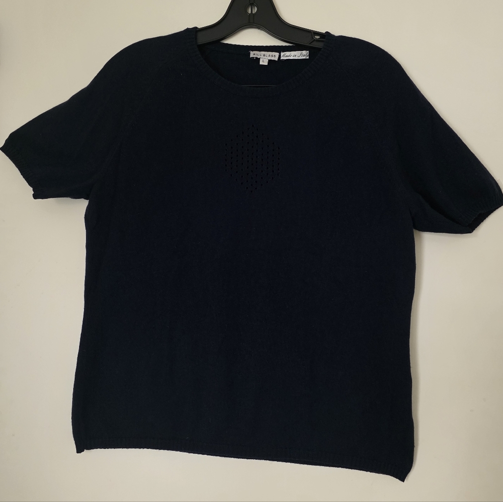 Bill Blass Made in Italy Cashmere Silk Knit Top – Navy Blue, Size L